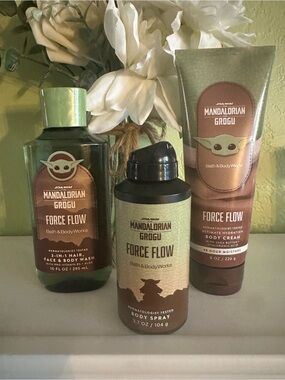 Bath & Body Works Mandalorian Grogu Force Flow Body Care Set - Green and Brown